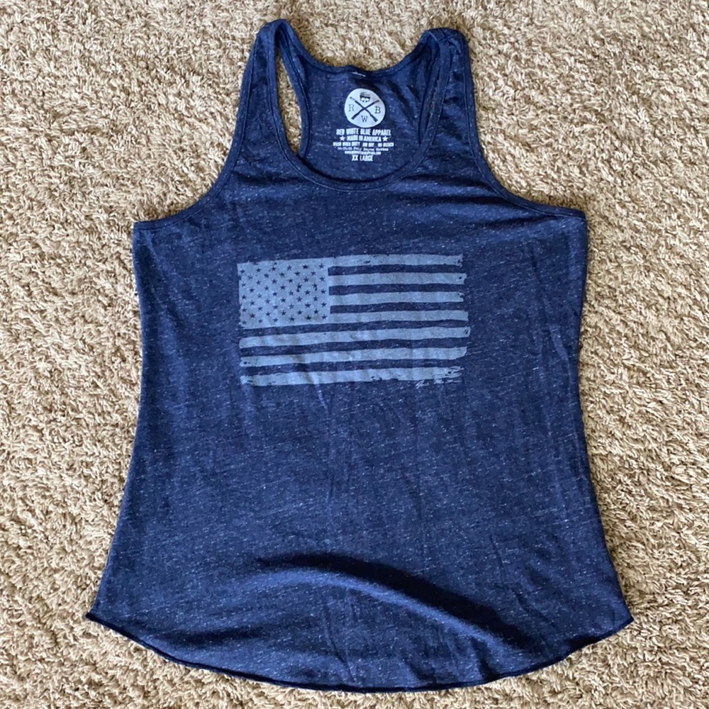 Red, White Blue Apparel Distressed Flag Tank